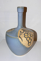 Blue Thin Necked Vase with Grapes Mosaic (SOLD)